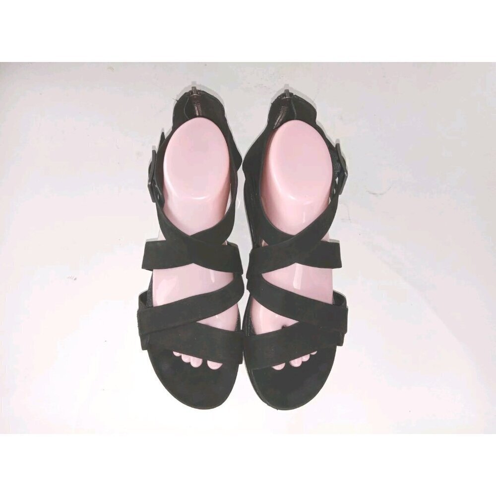 Eileen Fisher  Black Boost Platform Sandal 9 Summer Vacation Travel Minimalist - Picture 2 of 12